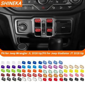 SHINEKA 자동차 창 리프트 스위치 버튼 장식 커버 Jeep Wrangler JL 2018 UpJeep Gladiator JT Up 액세서리
