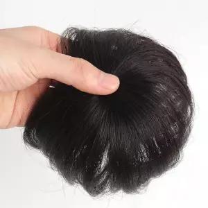인모 블랙 남성 정수리 탑커버 똑딱이 부분가발