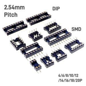 5/50개 2.54MM 피치 SMD DIP IC 소켓 접촉 클립 표면 실장 가공 레셉터클 4 6 8 10 핀 로우 7.62mm