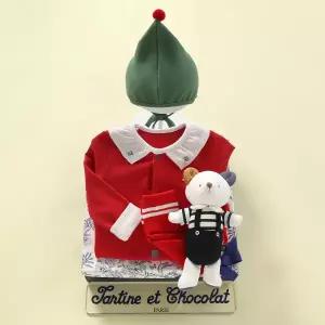 [롯데백화점]타티네쇼콜라 홀리슈트+고깔모+반양말+토비애착인형(출산50일백일돌선물세트)TNPWUS114R-134