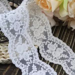 (1마) 앤틱플라워 2색 폭 5.3cm 망사 레이스 면사 자수 TR 원단 리폼 DIY 홈데코 홈패션 인테리어