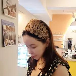 플라워 레이스 와이드 헤어밴드