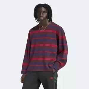 아디다스 ADIDAS 90s 얼터너티브 스포츠 롱 슬리브 스트라이프 와플 티 - 아우라루비 KS6847