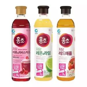 청정원 저당홍초 900ml 3개(레몬라임+레드+석류히