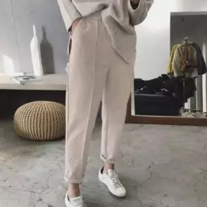 여성 겨울 모직 데일리 허리밴딩 슬랙스 핀턱 롱팬츠