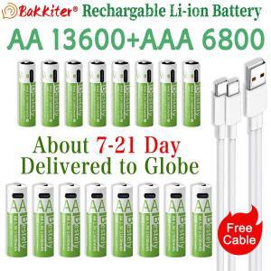 BaKKiter 1.5V AAA 6800mAh/ 충전식 리튬 이온 배터리 고속 2000 사이클/USB-C 케이블