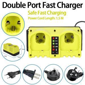 Ryobi 18V-20V 니켈 배터리 용 듀얼 포트 고속 충전기 LED 표시기 EU/US/UK/AU 플러그