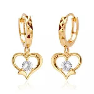 14K 웨이브하트 귀걸이 미으 (Gold-Pin) 로즈 원터치