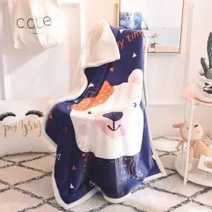 ( )버디 북극곰 양털패턴 극세사 담요(100x140cm) 무릎담요 차량용담요 캠핑담요 학생담요