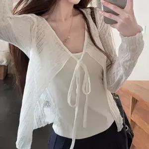 ( )여성 봄 여름 긴팔 볼레로 얇은 화이트 가디건 가디건 얇은 휴양지 여자 긴팔 여성 예쁜 데일리 봄 썸머