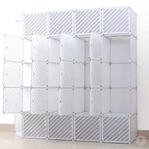 DIY 화이트 라인 선반 옷장(175X175CM) 거실수납장 깔끔한 간이옷장
