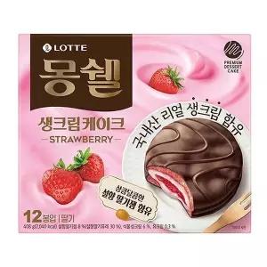 파이 롯데 몽쉘 통통 생크림케이크 딸기 408g 4각