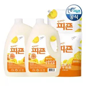 피죤 섬유유연제 옐로미모사 3.1L 용기 x 2개+2100ml 리필 x 2개