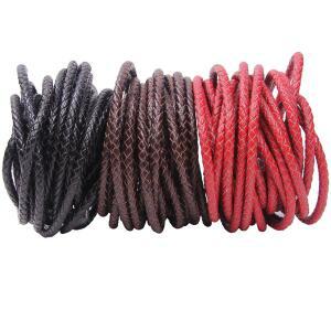 1미터 3 4 5 6mm 라운드 브레이드 가죽끈 검정 갈색 빨강 천연 로프 DIY 팔찌 목걸이 쥬얼리 제작