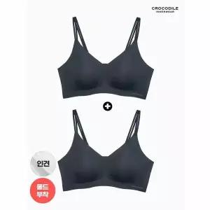[하프클럽/크로커다일 이너웨어]라이크라 인견쉘론 몰드부착 더블스트랩 감탄브라 1+1 CDW