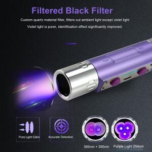 장파 및 단파 UV 손전등 램프 254nm 365nm 미네랄 형광체 감지기 블랙라이트