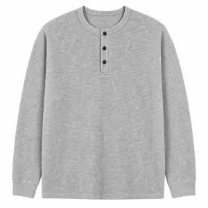 [리미드][리미드] 남성 데일리 와플 헨리넥 긴팔 티셔츠 ON-SHA-QWFLLAJM