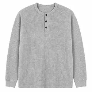 남성 데일리 와플 헨리넥 긴팔 티셔츠 ON-SHA-QWFLLAJM