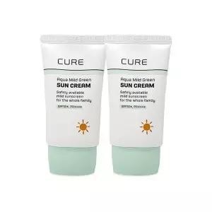 김정문알로에 큐어 아쿠아 마일드 그린 선크림 40ml(SPF50+) 2개 Ss