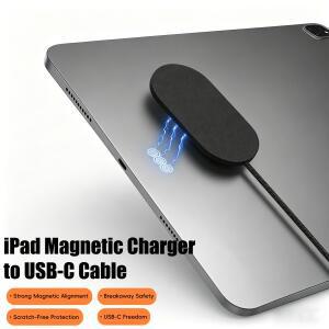 USB-C 마그네틱 충전 케이블 18W/35W 휴대용 무선 (가죽 디자인, 아이패드 프로/에어용)