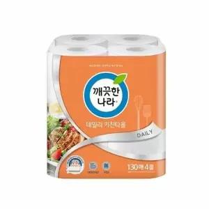 데일리 키친타올 깨끗한 나라 이중엠보싱 130매 4롤 W99BAEC 456495