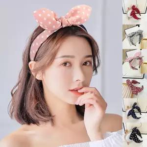여성 귀여운 땡땡이 도트 리본 머리띠