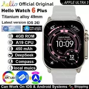 2026년형 스마트 헬로 워치 6 플러스 울트라 3 49mm AMOLED 4G ROM NFC AI GPS 나침반 시계 블루투스