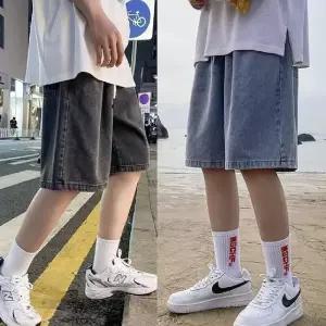 미으 데님 반바지 5부 밴딩팬츠 5부바지 팬 남자면