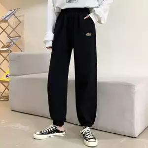 여성 무지개 자수 트레이닝 운동 조거 헬스 바지