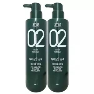 아모스 녹차실감 샴푸, 산뜻한 타입, 500g, 2개