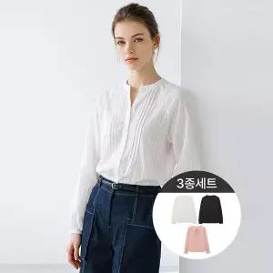 [리베레츠]아사면 셔링 블라우스 3종세트