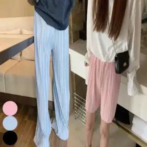 여성 플리츠 주름 반바지 긴바지 세트 하이웨이스트