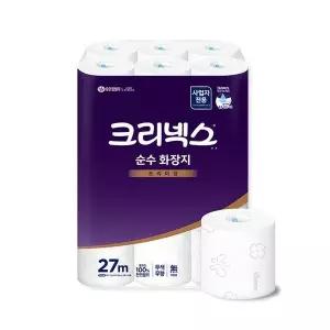 [하프클럽/]크리넥스 순수 3겹 두루마리 화장지 27m 24롤 1팩 4518063