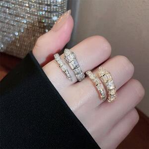 [사찌몰]특이한 뱀 스네이트 큐빅 오픈 반지 레이어드 써지컬 스틸 뱅글링 재물 행운 우정 링 악세사리