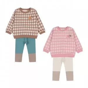 [아가방][더센트럴] 아가방 겨울 제프체크맨투맨상하(BROWN,PINK)_01R753001