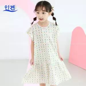 PL SS44-19 아동 인견 원피스 반팔 유아 아동 여아 실내복 여름 잠옷