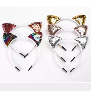 고양이 귀 머리띠 글 반짝이 야옹이 캣츠 headband