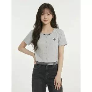 [행텐주니어]틴즈 여아 골지 레이어드 반팔 티셔츠[14570-131-408-05-053]_YS