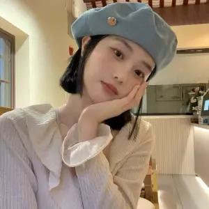 아트 청 베레모 빵모자 여성 햇빛 차단 라피아 여름 햇 가을 봄 화가 모자 원형