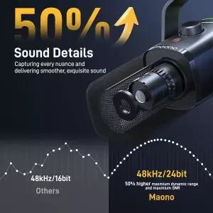 음향가전 마이크 마오노 PD100X USB/XLR 다이나믹 마이크PC용 음소거 버튼 포함 RGB 데스크탑 스탠드 팟캐