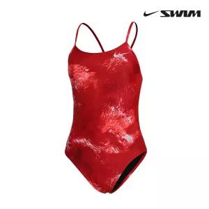 나이키 스윔 워터 프린트 컷아웃 원피스 여성 실내 수영복 하이컷  NESSG007-614