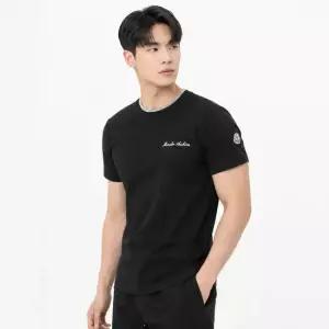 몽클레어 남성 레터링 자수 로고 반팔 블랙) 8C00015 89AYY 999