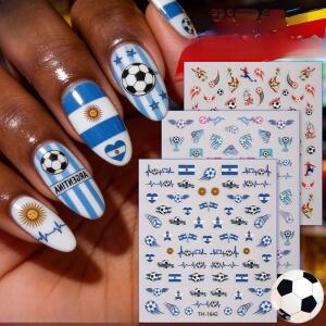 2026 축구 네일 스티커 챔피언십 테마 아트 데칼 국기 DIY 매니큐어 게임데이 파티 용품