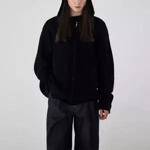 [하프클럽/가먼트레이블]남성 Textured Knit Hoodie Jumper - Black (FGPWCUA116M-W)