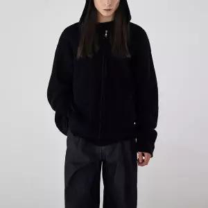 [가먼트레이블]남성 Textured Knit Hoodie Jumper Black FGPWCUA116M W _P428897243