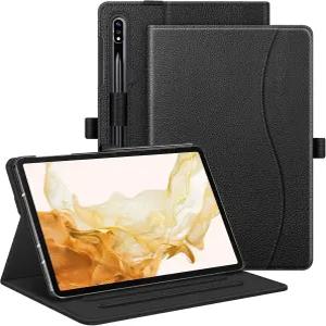 삼성 갤럭시 탭 S10+/ S9+/ S8+/ S7 FE/ S7+ 12.4인치 핀티 케이스 포켓 포함 멀티 앵글 뷰 보호 커버 자동