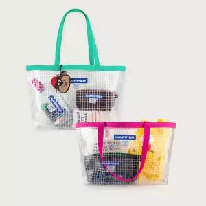 Happier label clear big bag PVC 비치백