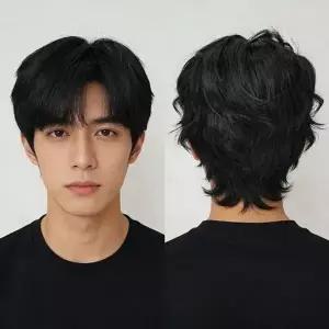 남성 가르마 통가발 남자 자연스러운 패션 헤어 전체가발