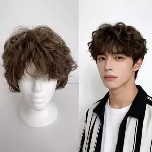 좋은 자연스러운 남자 통가발 남자 짧은머리 가발 남성 웨이브 패션