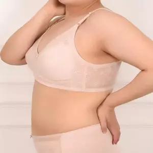 빅사이즈 꽃무늬 레이스 노와이어 광폭 날개 3단 브라 SN2012-0168